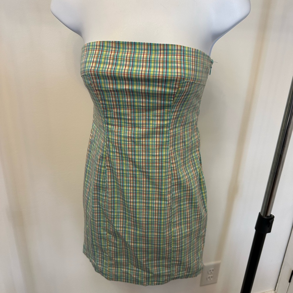 Kimchi Blue Urban Outfitters Plaid Strapless Mini Dress Tie Back NWOT
